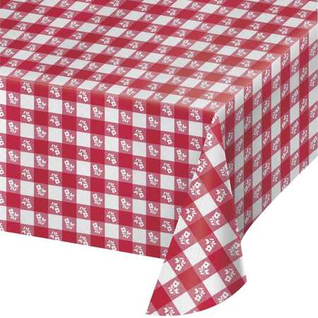 CREATIVE CONVERTING Red Gingham Paper Tablecloth, 108"x54", 12PK 28188